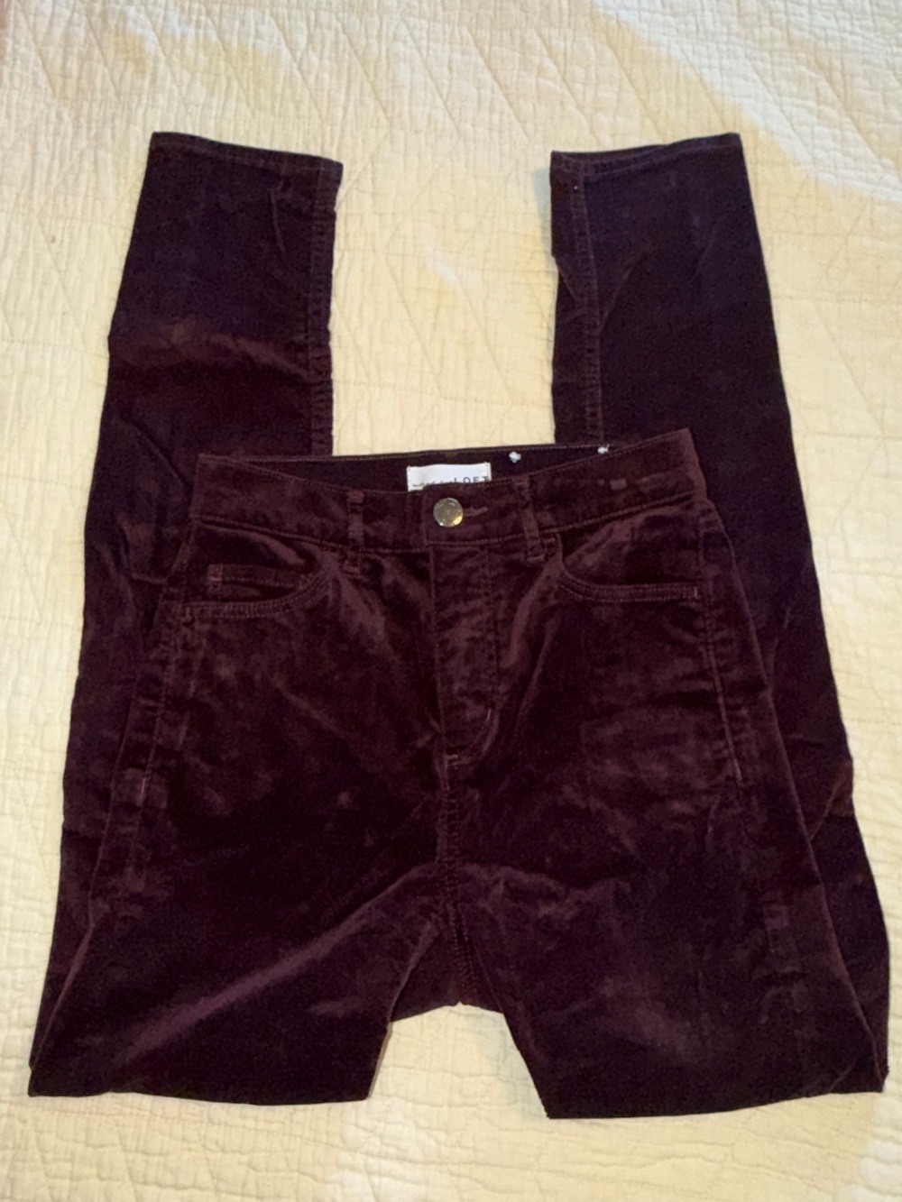 LOFT Velvet Skinny Jean - Burgundy/ Deep Wine